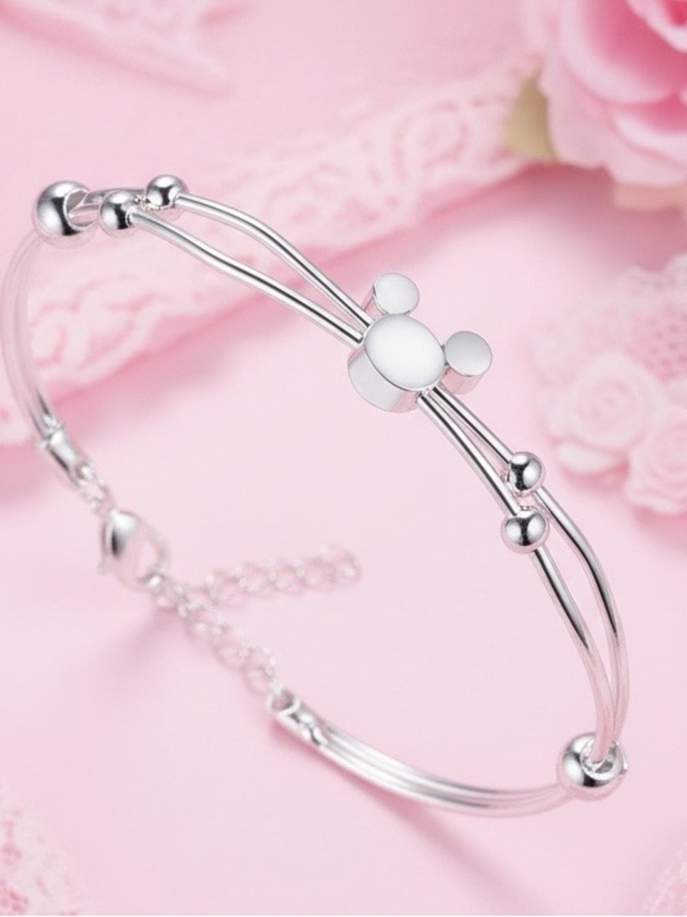Sterling Silver Disney Mickey Mouse Cuff Bracelet Dainty Coquette Girlhood